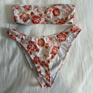 Pacsun La Hearts Orange Floral Swimwear